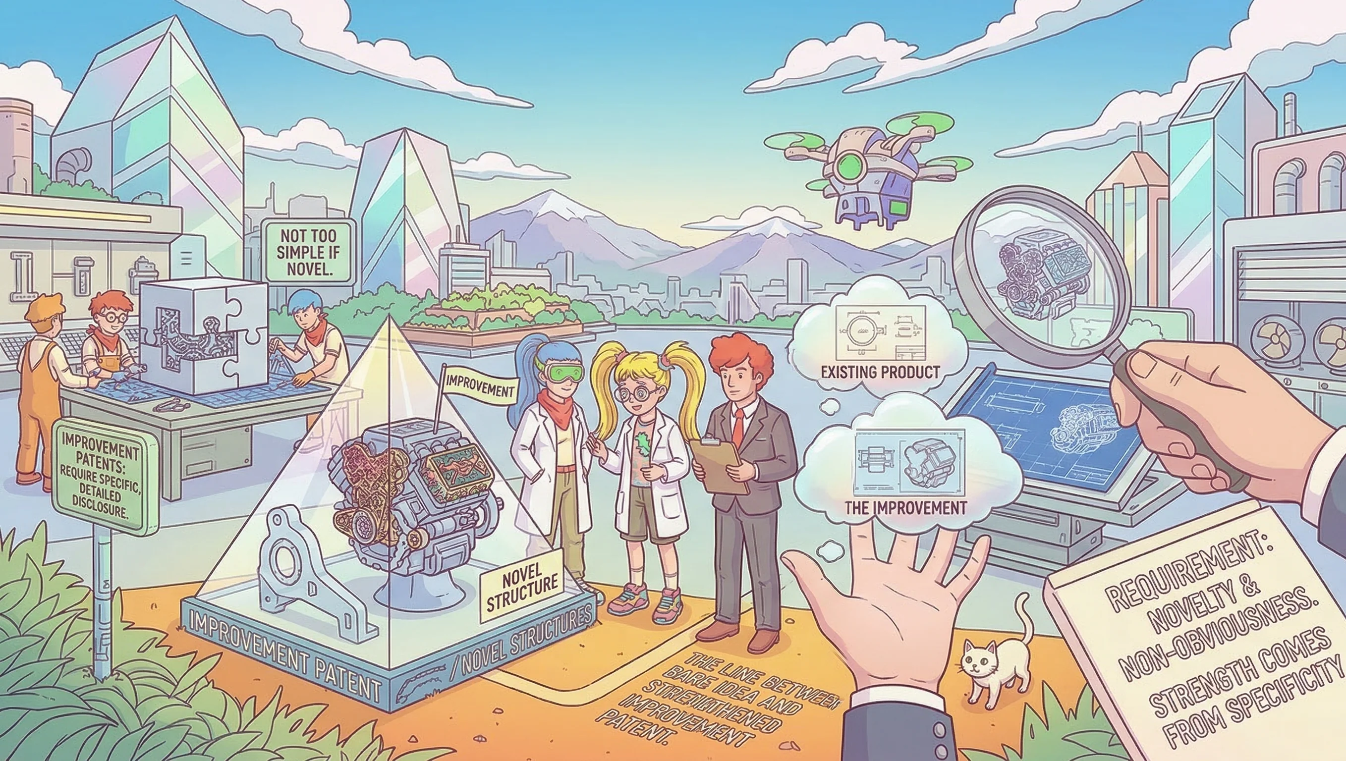 Illustration about patenting an improvement to an existing product